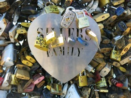 Another of those metal hearts - this one's for a family. Lovers still found a way to attach their locks on to it.